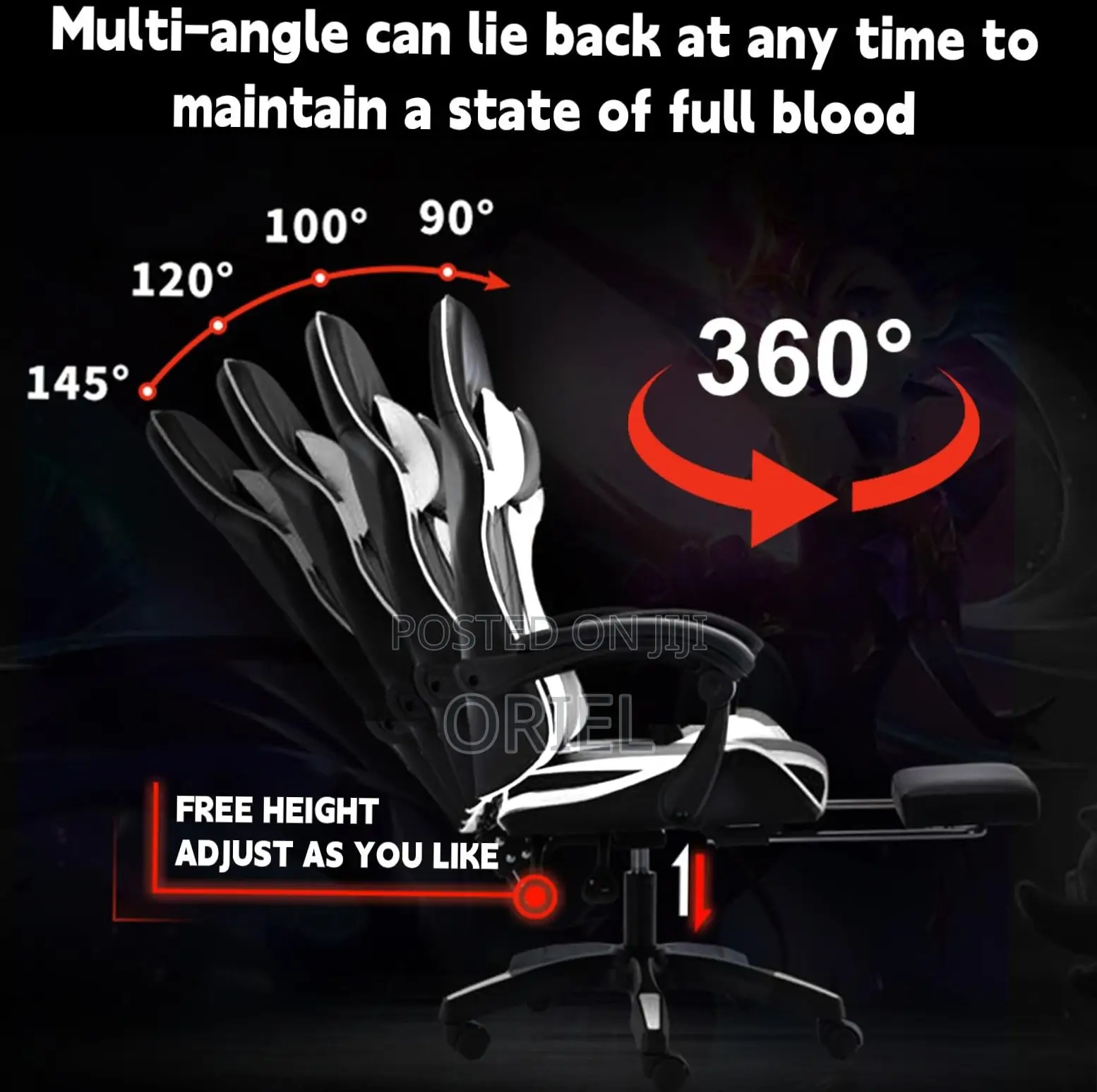 Executive Gaming Chair : Black Leather Ergonomic Gaming Chair