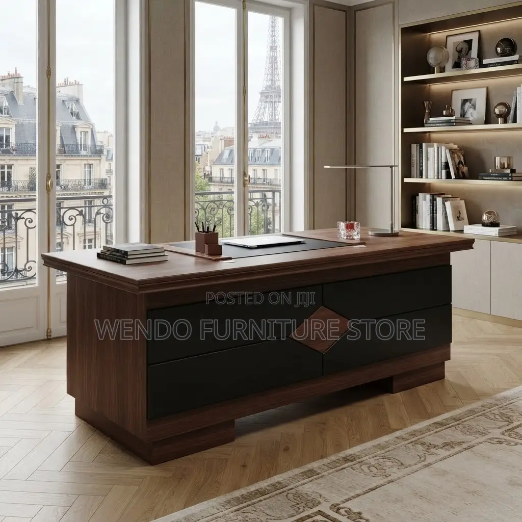 Office Desk; 1400MM Executive Mahogany Modern Desks Lockable