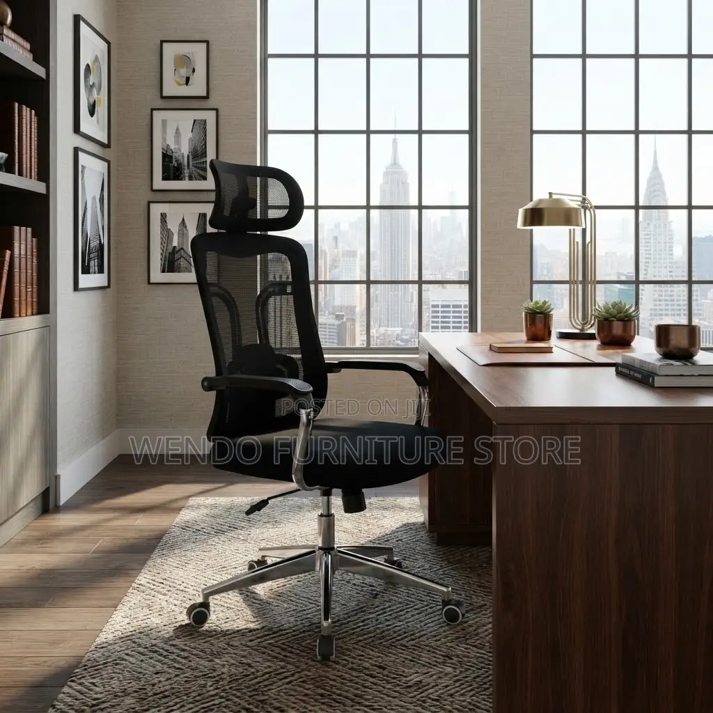 Office Desk; Headrest Office High Backrest Chair With Fixed Armrest