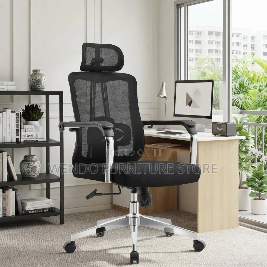 Office Desk; Headrest Office High Backrest Chair With Fixed Armrest