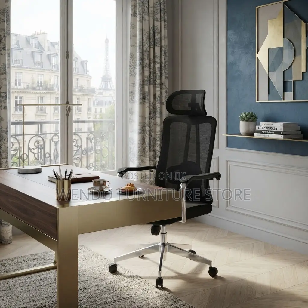 Office Desk; Headrest Office High Backrest Chair With Fixed Armrest