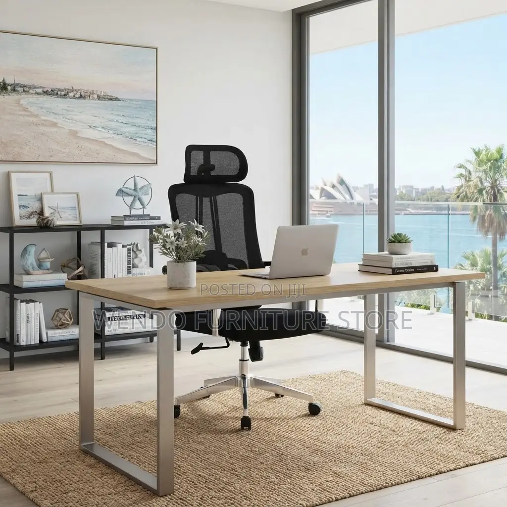 Office Desk; Headrest Office High Backrest Chair With Fixed Armrest