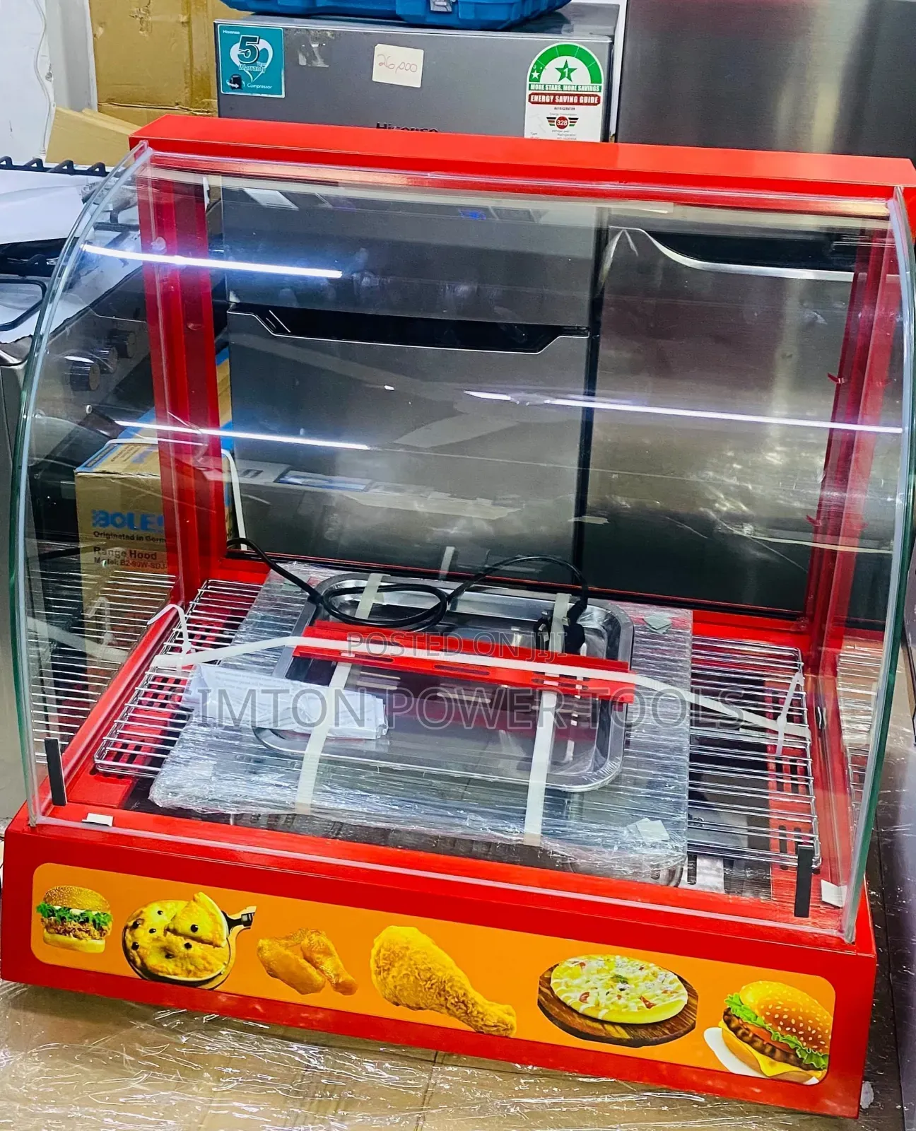 Commercial Curved-Glass Electric Food Warmer Display Showcase.