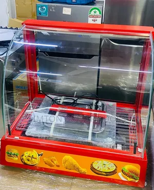 Commercial Curved-Glass Electric Food Warmer Display Showcase.