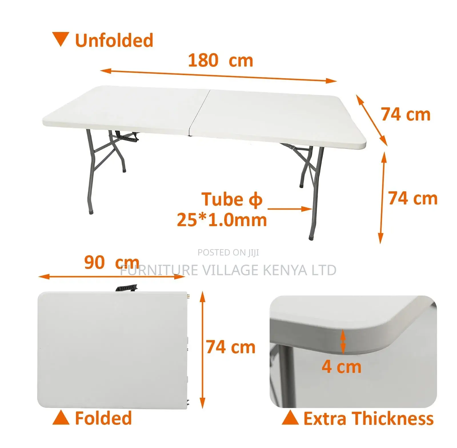 Foldable Table; 1.8 M Plastic-Metal Frame Outdoor Foldable Table