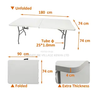 Foldable Table; 1.8 M Plastic-Metal Frame Outdoor Foldable Table