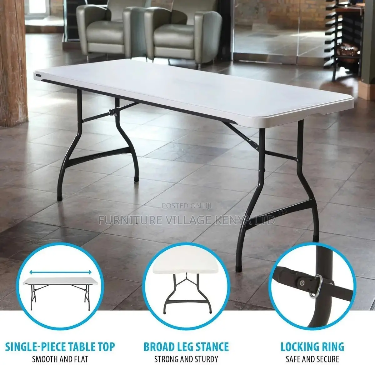 Foldable Table; 1.8 M Plastic-Metal Frame Outdoor Foldable Table