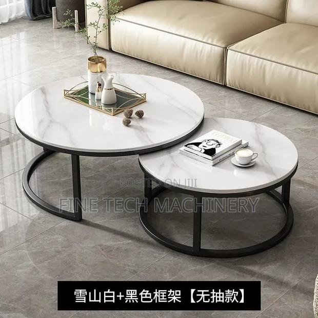 Mordern Luxury 2in 1 Pure Marble Nesting Tables With Black Stand