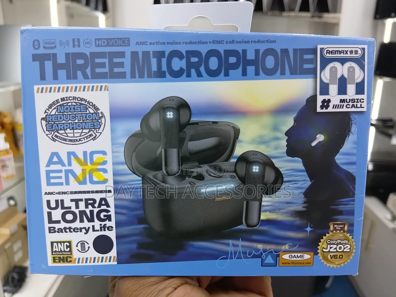 Remax CozyPods JZ02 Three-Micphone ANC+ENC Wireless Earphones - Black