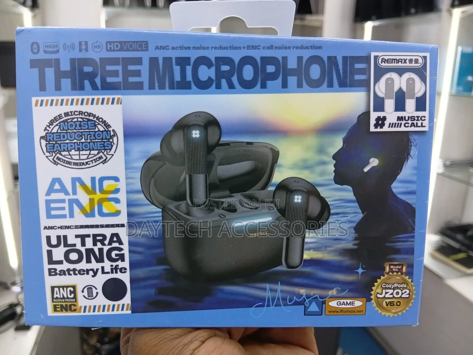 Remax CozyPods JZ02 Three-Micphone ANC+ENC Wireless Earphones - Black