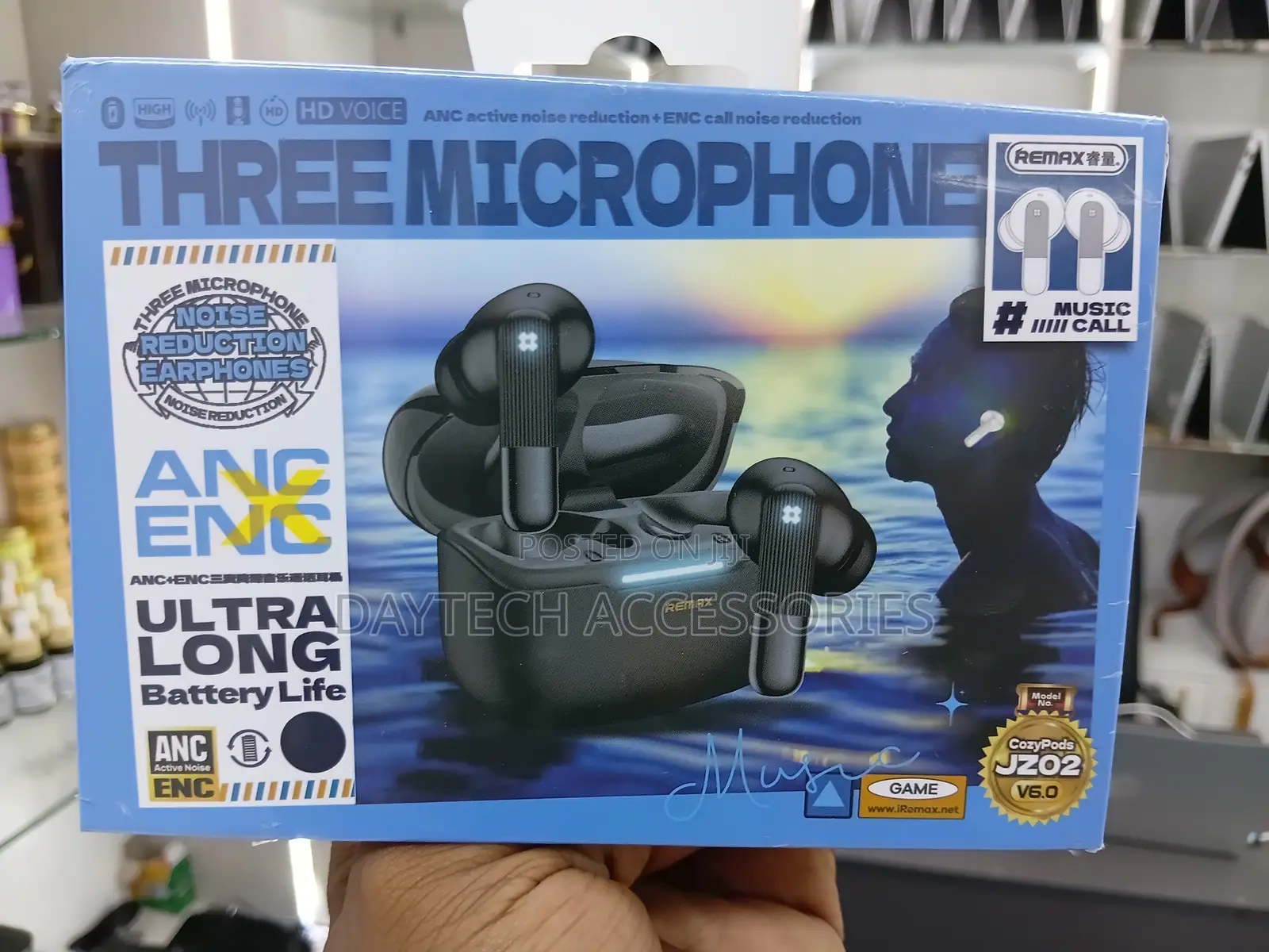 Remax CozyPods JZ02 Three-Micphone ANC+ENC Wireless Earphones - Black