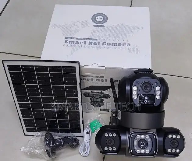 Triple Lens V380 Pro Outdoor Camera – Solar PTZ Night Vision Alarm