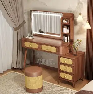 Dressing Table : Modern Brown Dressing Table With LED Lights
