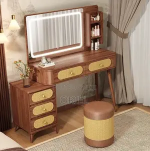 Dressing Table : Modern Brown Dressing Table With LED Lights