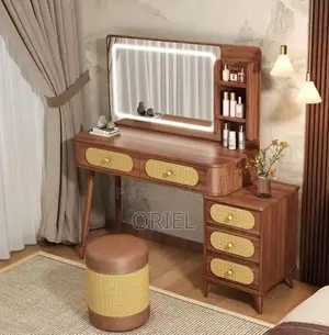 Dressing Table : Modern Brown Dressing Table With LED Lights