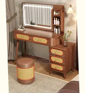 Dressing Table : Modern Brown Dressing Table With LED Lights