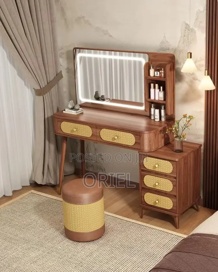 Dressing Table : Modern Brown Dressing Table With LED Lights