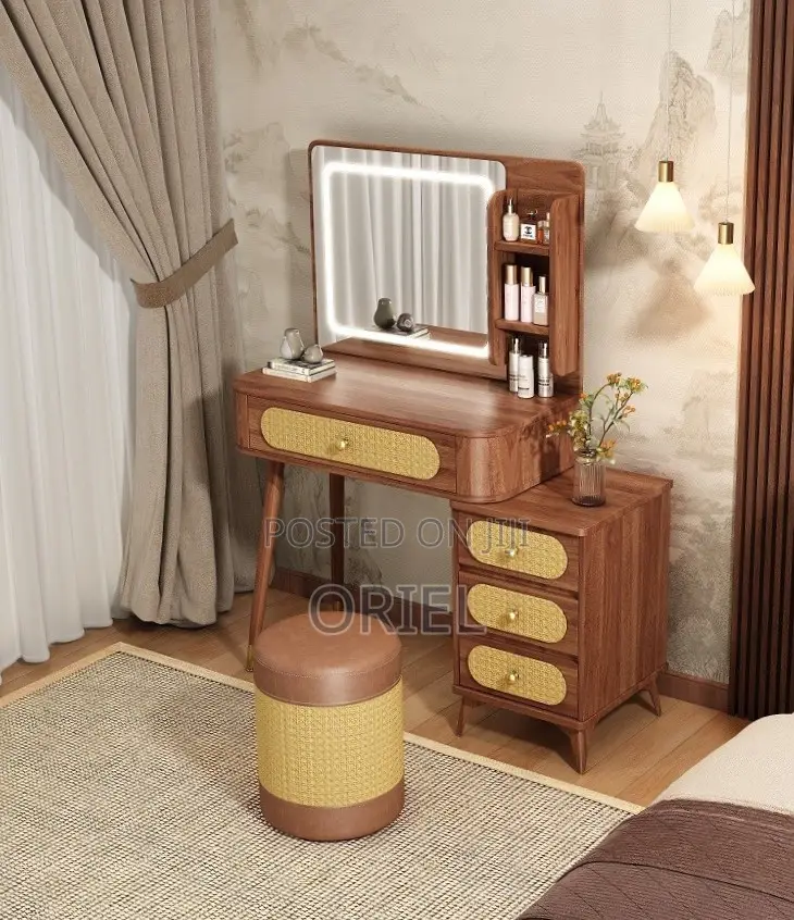 Dressing Table : Modern Brown Dressing Table With LED Lights