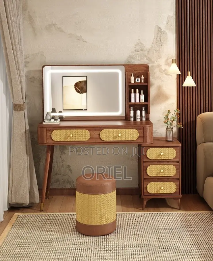 Dressing Table : Modern Brown Dressing Table With LED Lights