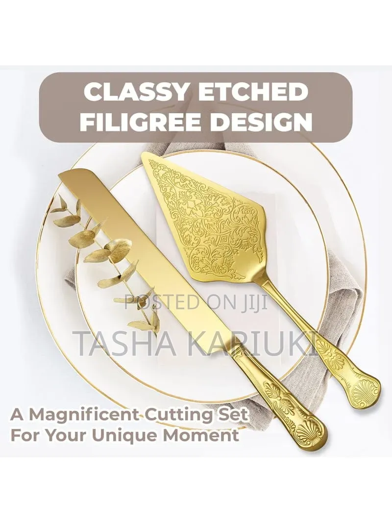 Gold Stainless Steel Cake Server Set *Galw
