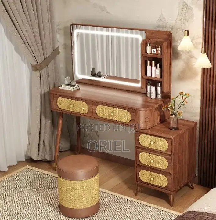 Dressing Table : Modern Brown Dressing Table With LED Lights