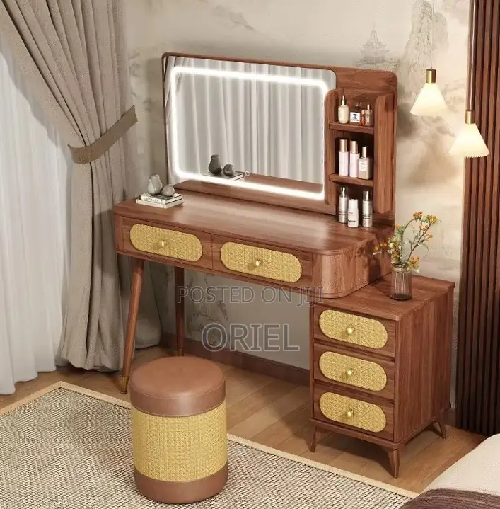 Dressing Table : Modern Brown Dressing Table With LED Lights