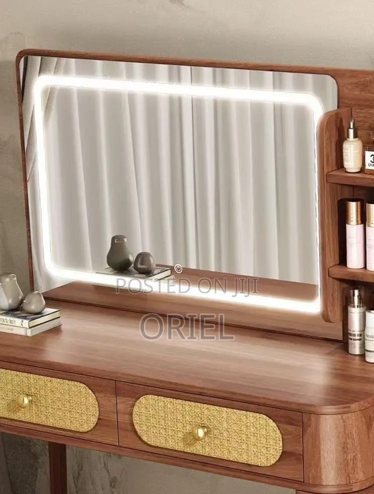 Dressing Table : Modern Brown Dressing Table With LED Lights