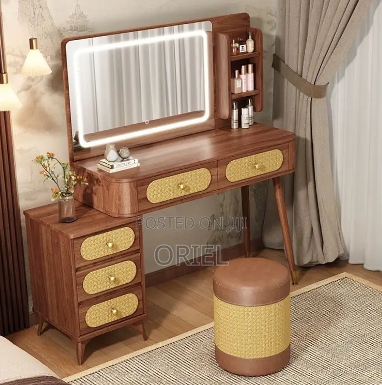 Dressing Table : Modern Brown Dressing Table With LED Lights