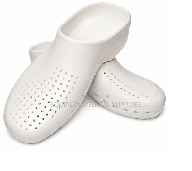 A Pair of White Autoclavable Hospital Theater Clogs