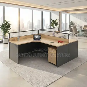 Office Workstation; Brown High Office Two Users Workstation