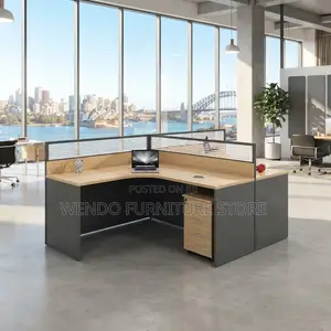 Office Workstation; Brown High Office Two Users Workstation