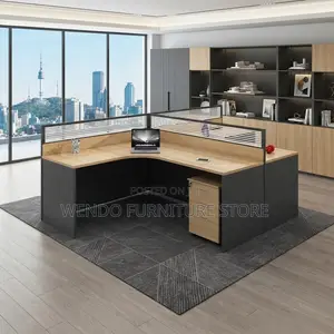 Office Workstation; Brown High Office Two Users Workstation