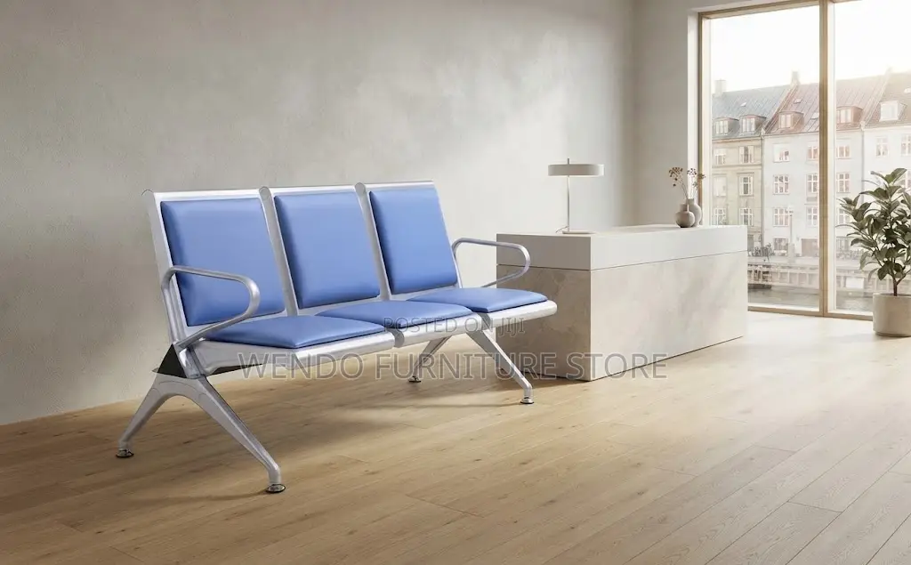 Office Bench; Ergonomic Leather Office Reception Blue Bench