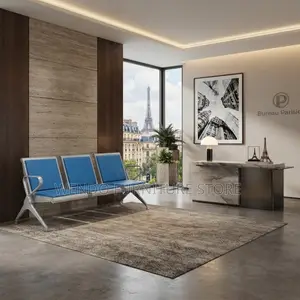 Office Bench; Ergonomic Leather Office Reception Blue Bench