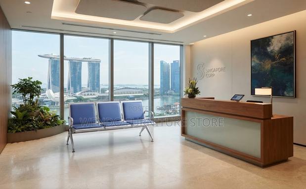 Office Bench; Ergonomic Leather Office Reception Blue Bench - thumbnail 6