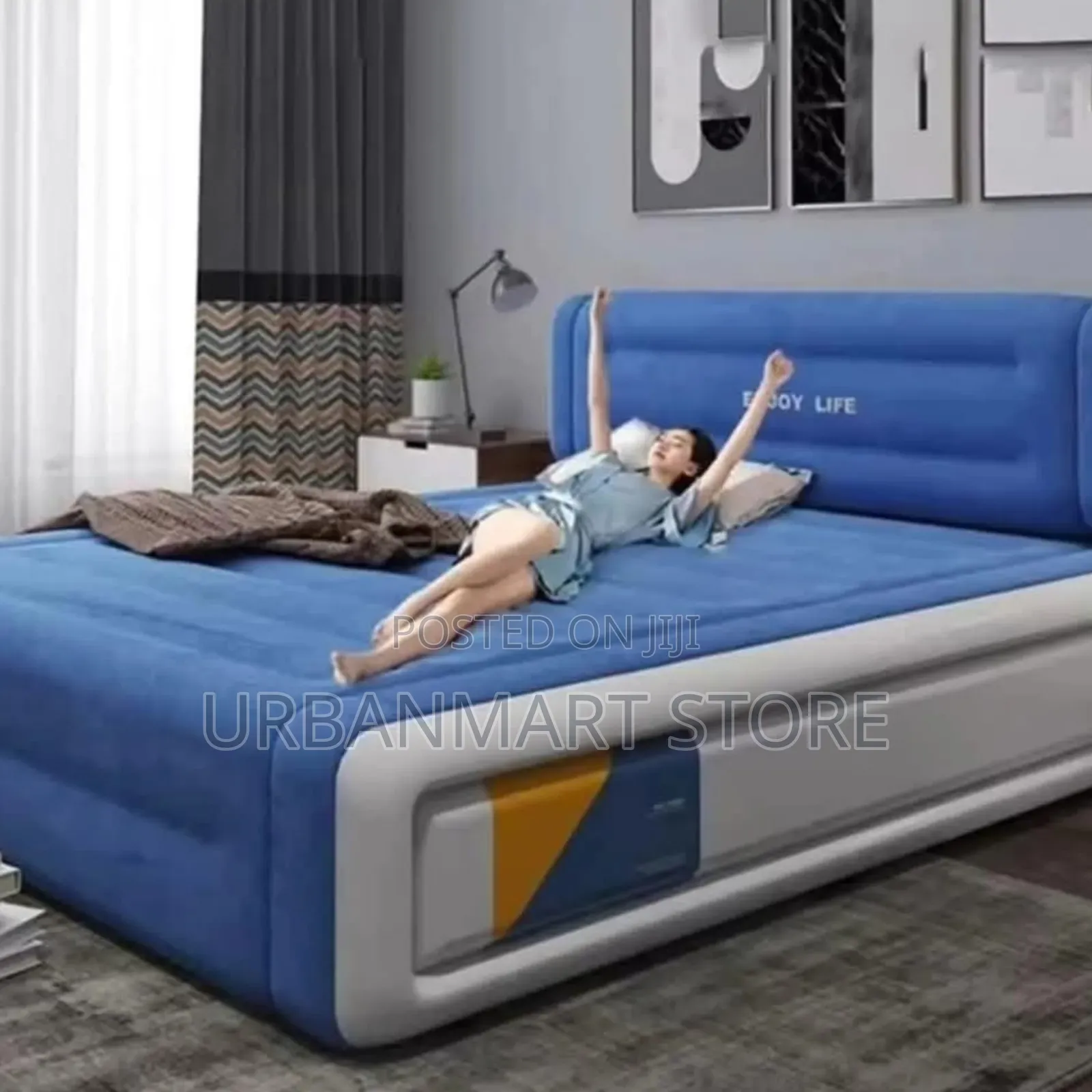 5x6 Automatic Inflatable With Built in Pump, Bed With Headrest