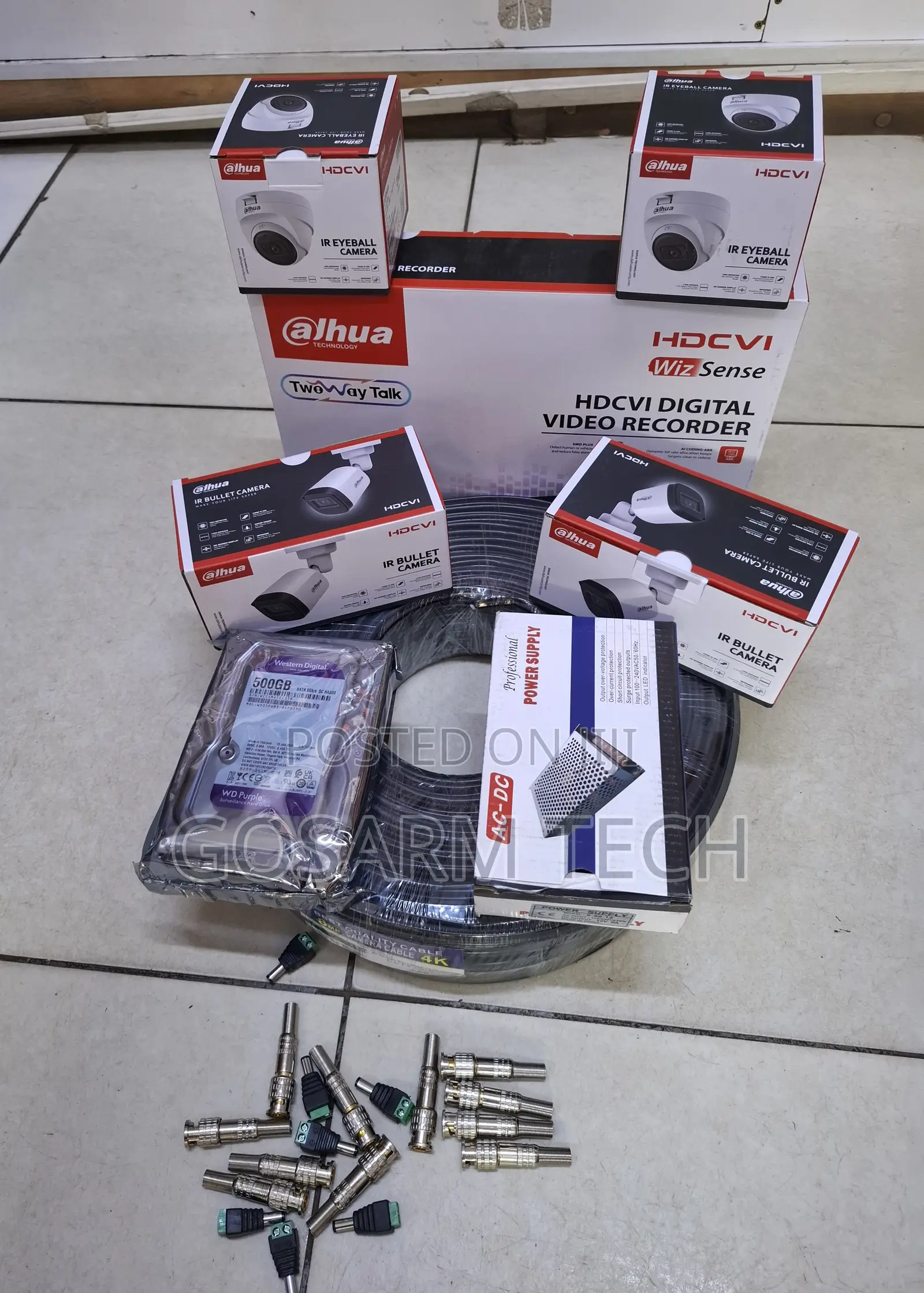Dahua 4-Channel DVR 2MP CCTV Full Package – 4Cameras ,HDD Connectors