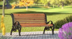 Outdoor Bench; Elegant Garden Wooden Bench for Relaxing