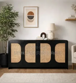 Black Rattan Sideboard (4door) Pay on Delivery 