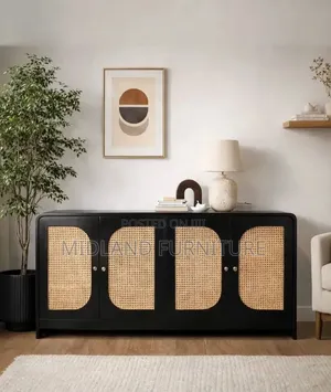 Black Rattan Sideboard (4door) Pay on Delivery 