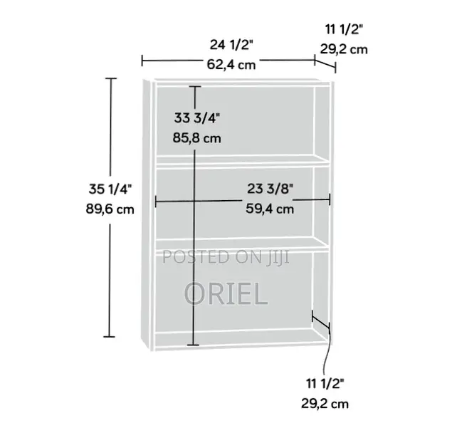 Home Office Bookcase : 3-Tier Standard Bookcase, Cherry Finish