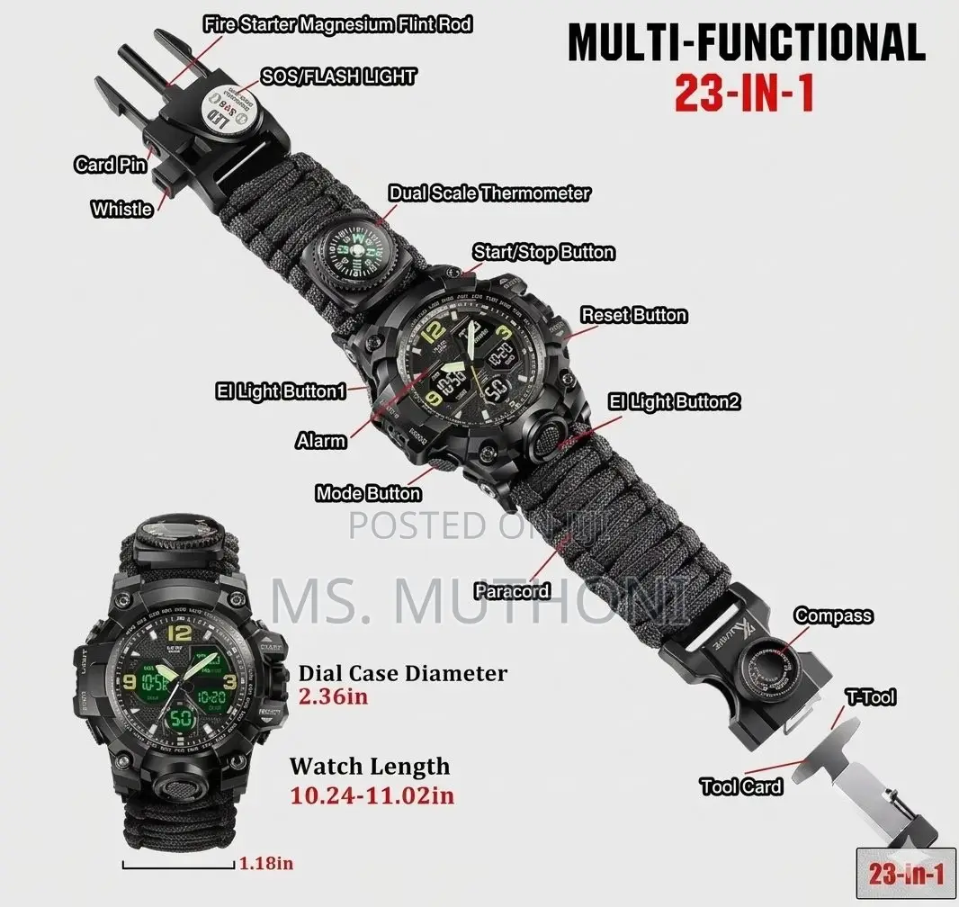 Vitality Tactical Digital Watch Survival Multi-Functional