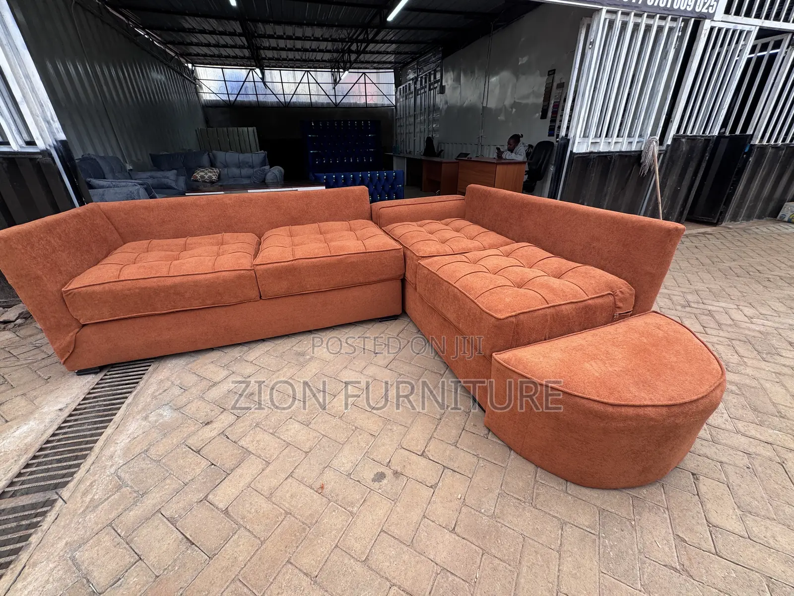 Burnt Orange L Shaped Sofaset