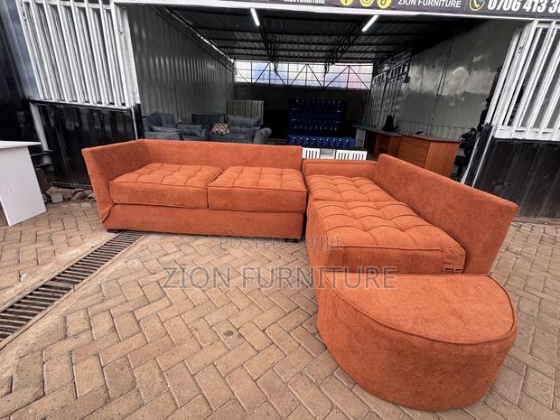 Burnt Orange L Shaped Sofaset