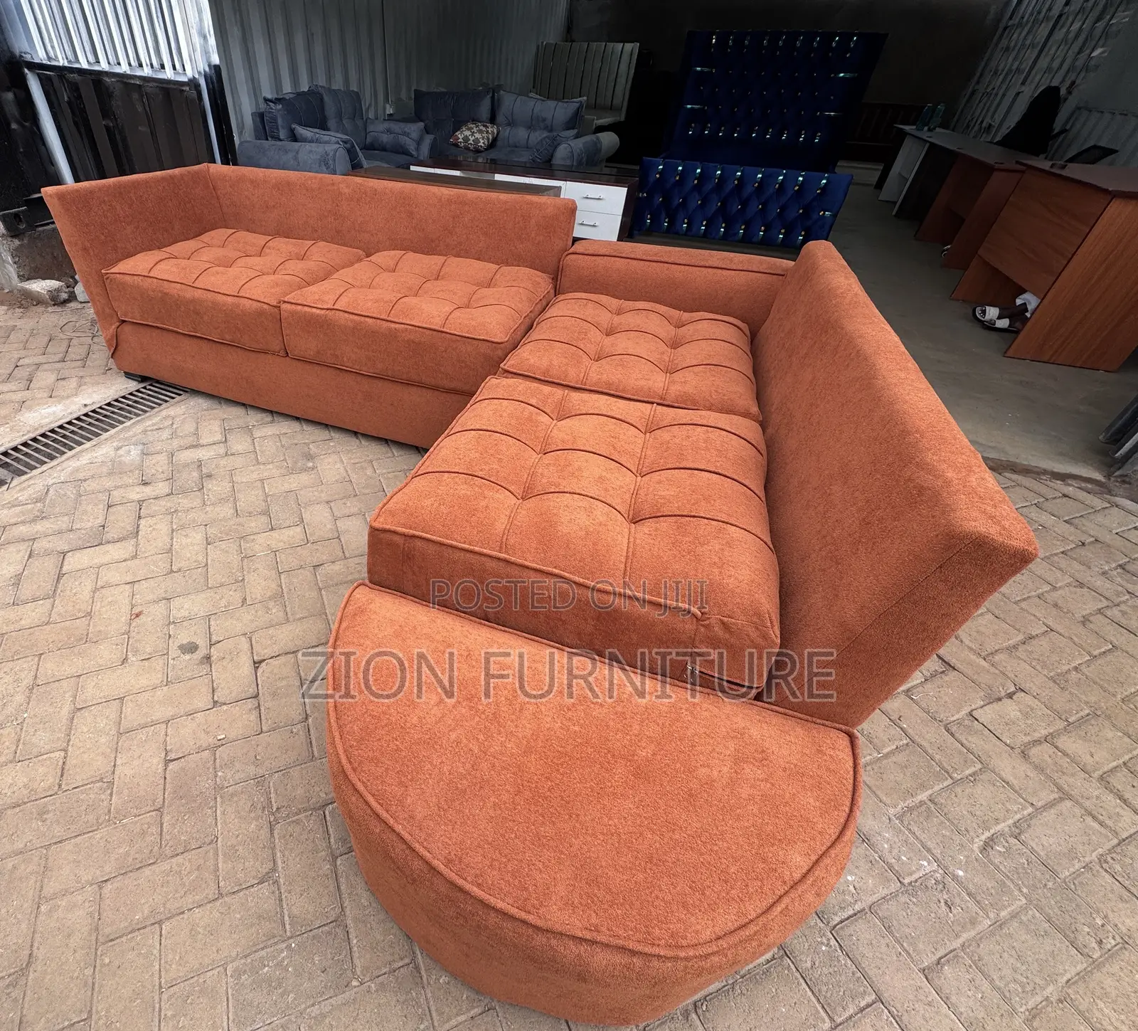 Burnt Orange L Shaped Sofaset