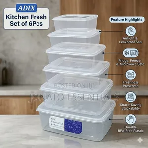 Adix Kitchen Fresh Food Containers Set of 6pcs Airtight