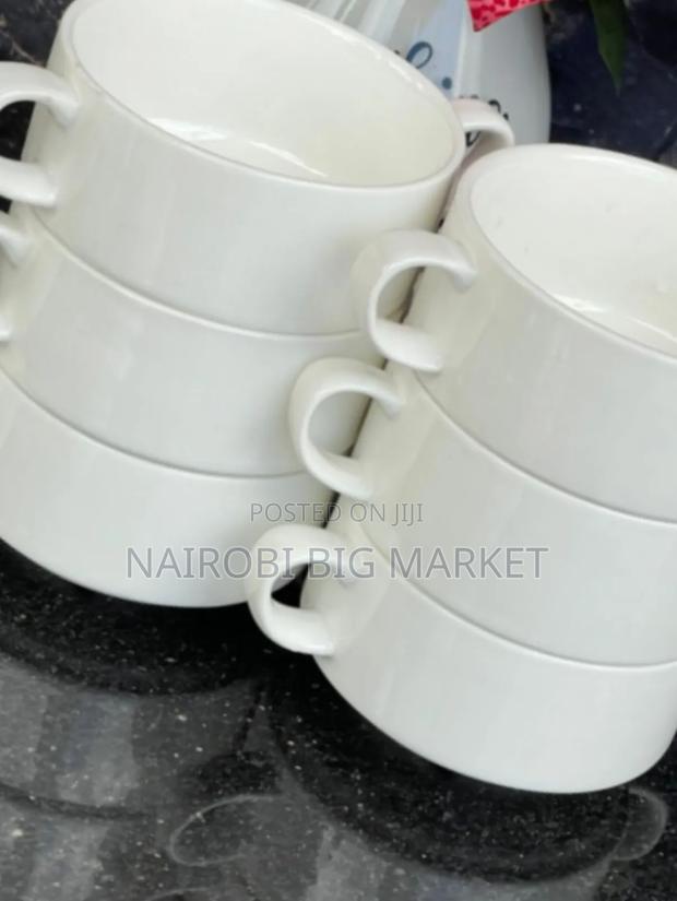 White With Handle 6pcs Soup Cups - main view