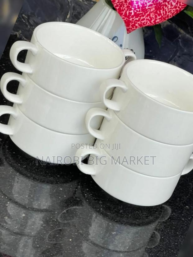 White With Handle 6pcs Soup Cups - thumbnail 2