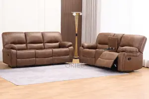 5-Seater Recliner Home Office Sofa : Modern Brown Recliner Sofa