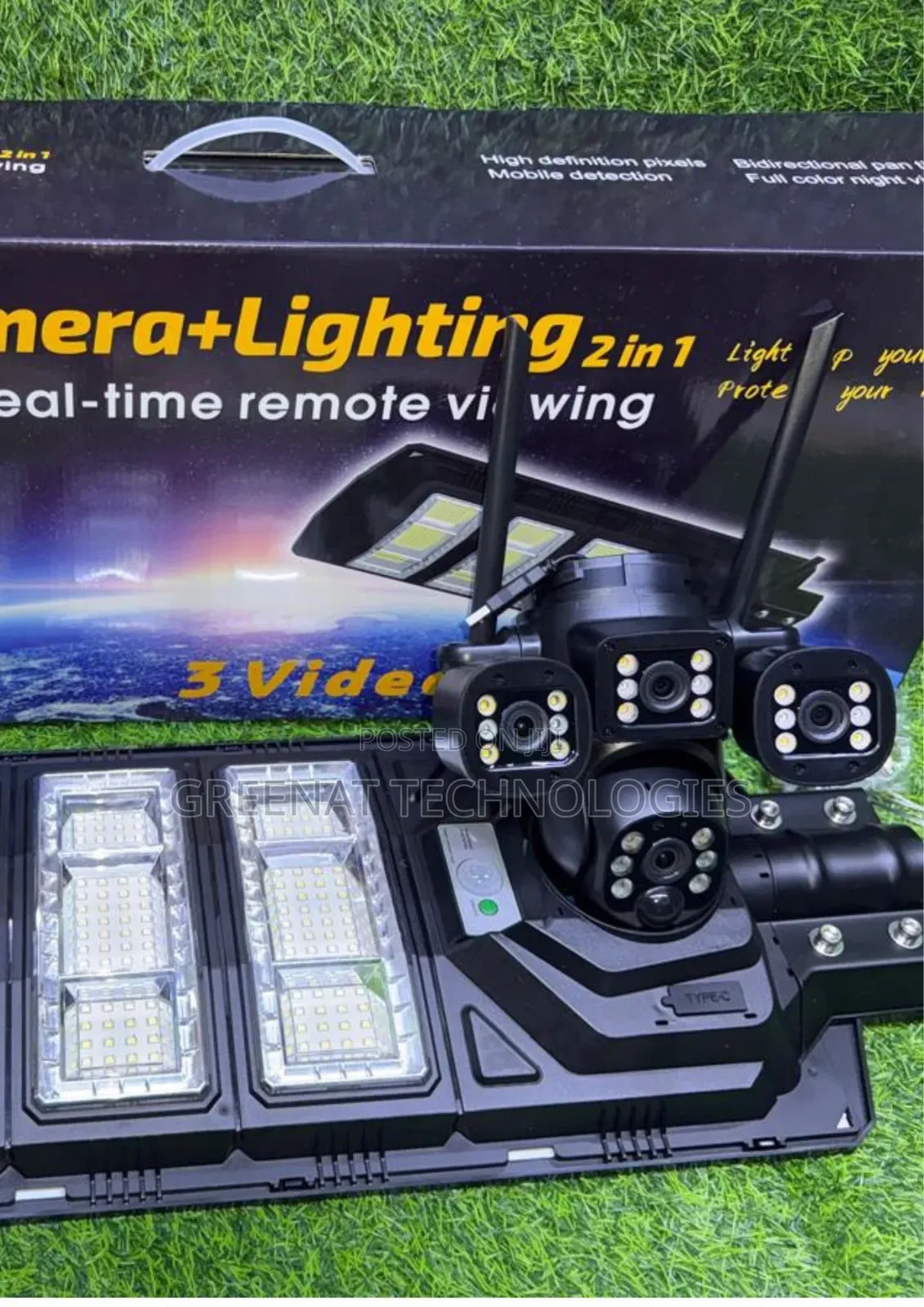 V380 Pro 450W Solar Street Light PTZ Camera 2in1- 3 Video Flood Light
